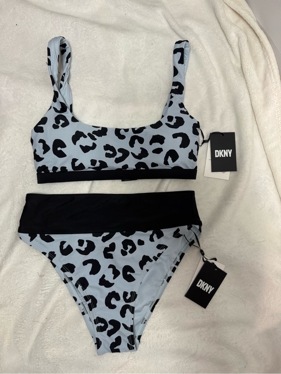 Dkny Other - DKNY Light Blue and Black Leopard Print Bikini
